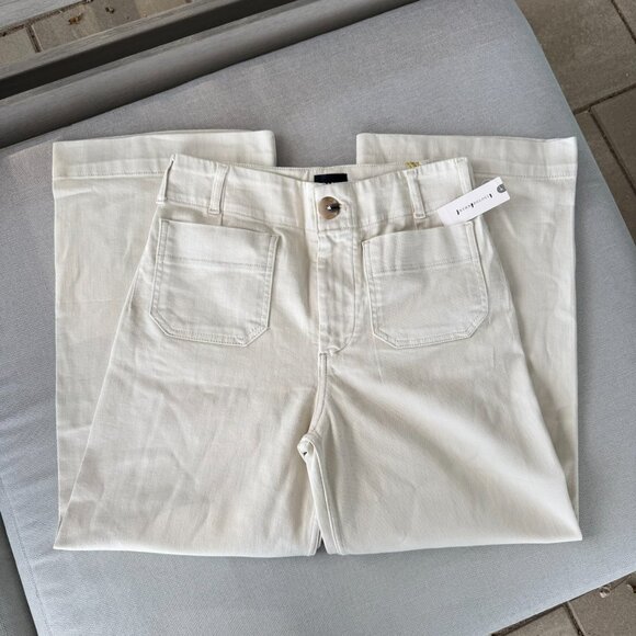 NWT Anthropologie Maeve The Colette Crop High Rise Wide Leg Jeans Cream 28 - Picture 5 of 12